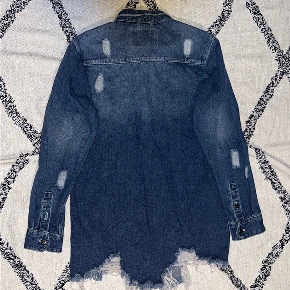 American Bazi distressed jean Shacket size S - Picture 4 of 7